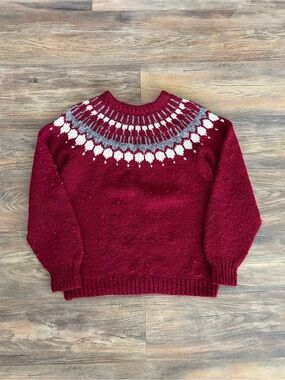 Handknit Fair-Isle Pullover Sweater Medium